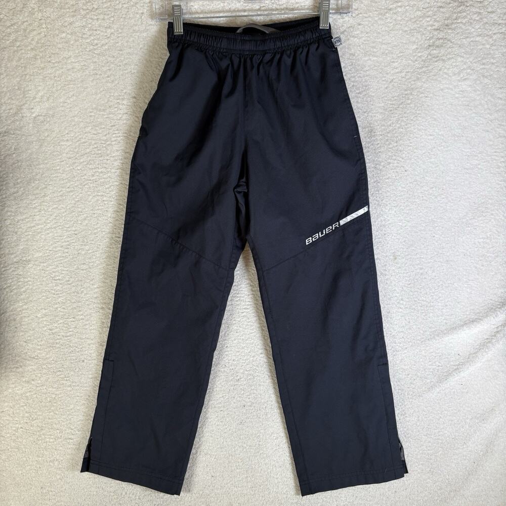 Bauer Team Hockey Warmup Pants Youth Boys Small Black Ankle Zip Mesh Lined